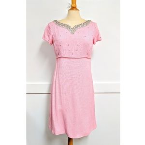 Vintage 1950's Pink dress with Rhinestones Medium